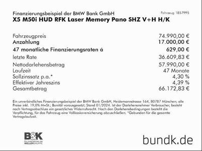 gebraucht BMW X5 M50 X5 M50i HUD RFK Laser Memory Pano SHZ V+H H/K Sportpaket Bluetooth Navi Volllede