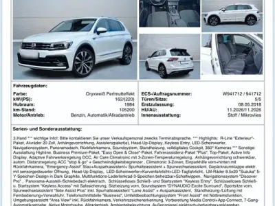 Gebraucht VW Tiguan R-line 220 PS (161 kW) 2018 Weiß SUV