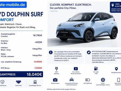 Nouvelle BYD Dolphin Surf Comfort 114 kW (156 ch) 2026 Citadine