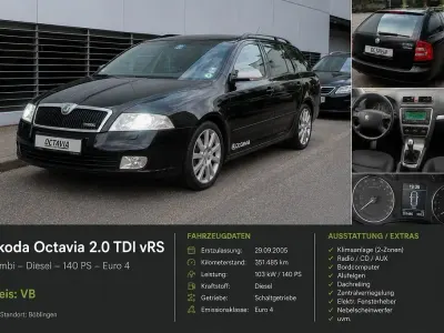 Używany Skoda Octavia Elegance 140 KM (102 kW) 2005 Czarny Kombi