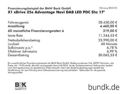 gebraucht BMW X1 X1xDrive 25e Advantage Navi DAB LED PDC Shz 17'