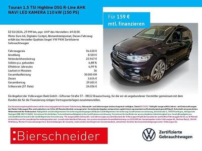 Schwarz Gebraucht 2024 VW Touran Highline Van / Kleinbus | 34.450 € (Fairer Preis)