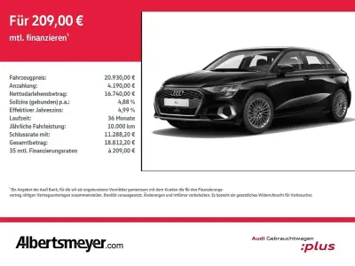 Usata Audi A3 Advanced 110 CV (80 kW) 2021 Nero Berlina