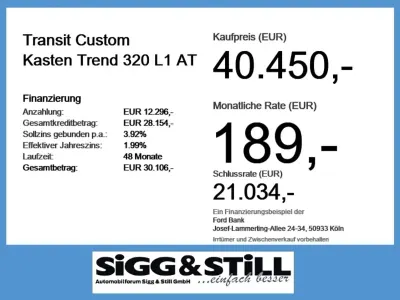 Nuova Ford Transit Custom Trend 170 CV (125 kW) 2026 Bianco Monovolume