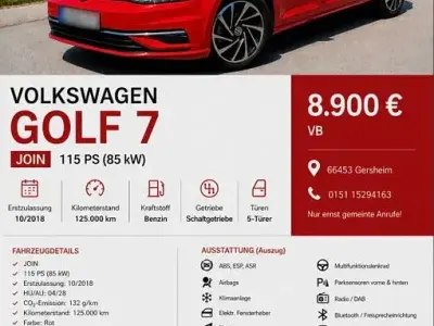 Gebraucht VW Golf VII Join 116 PS (85 kW) 2018 Rot Limousine