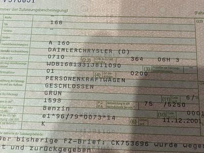 Gebraucht Mercedes A160 Avantgarde 102 PS (75 kW) 2002 Grün Van / Kleinbus