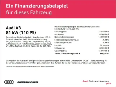 Gebraucht Audi A3 Ambiente 110 PS (80 kW) 2020 Schwarz Limousine