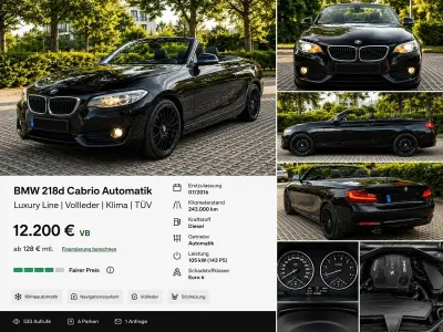 Gebraucht BMW 218 Luxury Line 150 PS (110 kW) 2016 Schwarz Cabrio