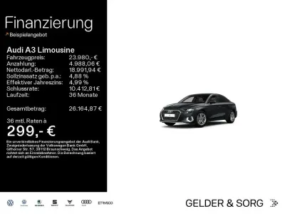 Używany Audi A3 Advanced 150 KM (110 kW) 2022 Szary Sedan/Limuzyna