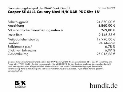 gebraucht Mini Cooper SE ALL4 Country Navi H/K DAB PDC Shz 18"