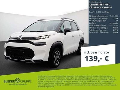 Gebraucht Citroën C3 Aircross Shine 110 PS (80 kW) 2023 Lack weiss banquise/typ aussenverkleidung spiegel flach standard SUV