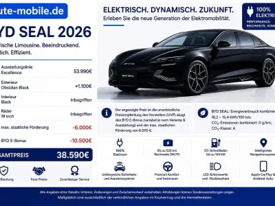 Neu BYD Seal 389 kW (530 PS) 2026 Obsidian black Limousine