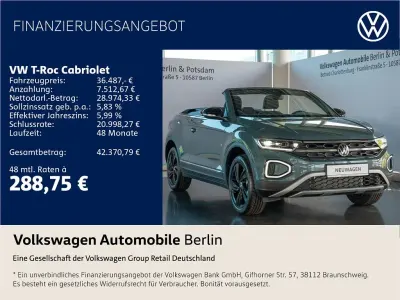Neu VW T-Roc Cabriolet Style 150 PS (110 kW) 2025 Blau Cabrio