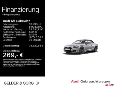 Gebraucht Audi A5 Cabriolet Ambiente 163 PS (119 kW) 2022 Florettsilber metallic Cabrio