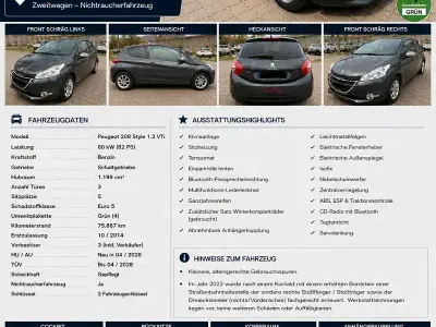 Gebraucht Peugeot 208 Style 82 PS (60 kW) 2014 Grau Kleinwagen