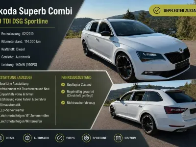 Gebraucht Skoda Superb SportLine 190 PS (139 kW) 2019 Weiß Kombi