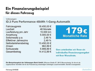 Gebraucht VW ID.3 Pure 110 kW (150 PS) 2021 Grau Kleinwagen