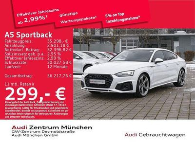 Gebraucht Audi A5 Sportback S-Line 204 PS (150 kW) 2022 Weiß Kleinwagen