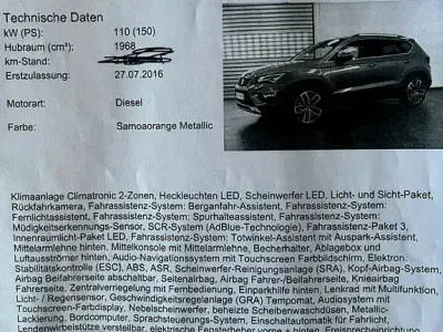Używany Seat Ateca 4Drive 150 KM (110 kW) 2016 Pomarańczowy SUV