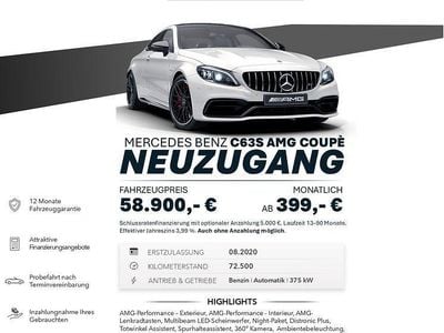 Gebraucht Mercedes C63 AMG AMG 510 PS (375 kW) 2020 Weiß Coupé