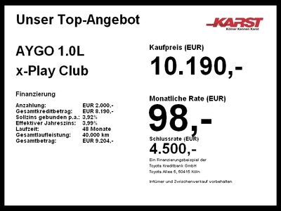 gebraucht Toyota Aygo 1.0L x-Play Club **SafetySense**Klimaatm.**
