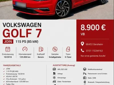 Gebraucht VW Golf VII Join 116 PS (85 kW) 2018 Rot Limousine