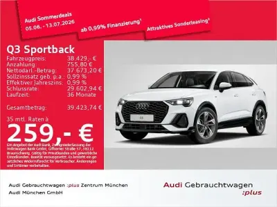 Gebraucht Audi Q3 Sportback Sport 150 PS (110 kW) 2025 Gletscherweiß metallic SUV