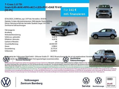 Gebraucht VW T-Cross Goal 95 PS (69 kW) 2025 Blau SUV