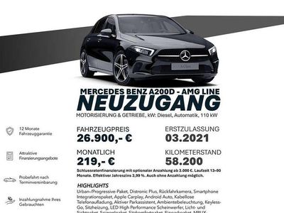 Schwarz Gebraucht 2021 Mercedes A200 Limousine | 26.900 € (Fairer Preis)