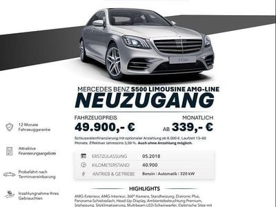 Second-hand Mercedes S500 AMG line 457 CP (336 kW) 2018 Argintiu Berlinǎ
