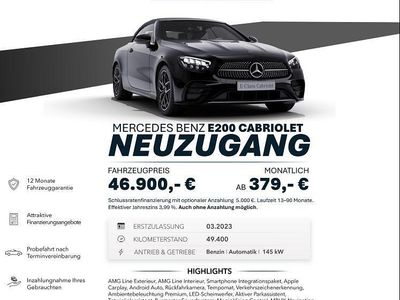 Usata Mercedes E200 AMG line 211 CV (155 kW) 2023 Nero Cabrio