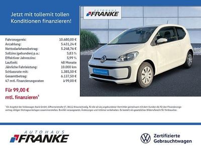 Weiß Gebraucht 2020 VW up! move up! Kleinwagen | 10.679 € (Fairer Preis)
