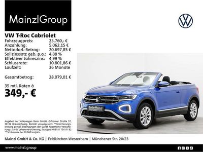 Blau Gebraucht 2022 VW T-Roc Cabriolet Style Cabrio | 25.760 € (Fairer Preis)