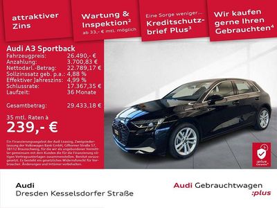 Brillantschwarz Gebraucht 2024 Audi A3 Advanced Plus Limousine | 26.490 € (Guter Preis)