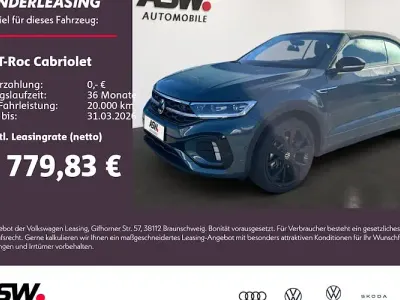 Nowe VW T-Roc Cabriolet R-line 150 KM (110 kW) 2026 Niebieski Kabriolet
