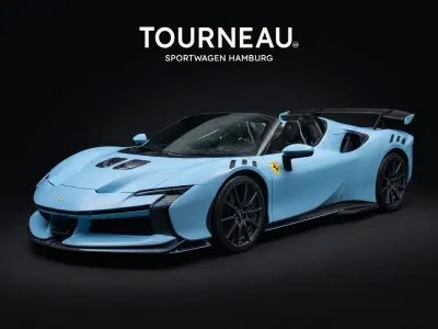 Neu Ferrari SF90 2025 Blau Cabrio
