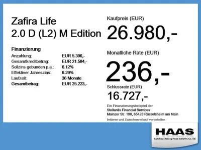 Gebraucht Opel Zafira Life Edition 177 PS (130 kW) 2019 Jade weiss Van / Kleinbus