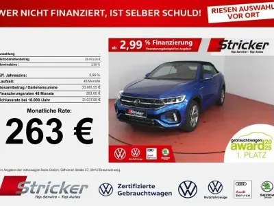 Gebraucht VW T-Roc Cabriolet R-line 150 PS (110 kW) 2025 Ravennablau metallic schwarz Cabrio