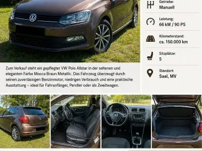 Używany VW Polo Allstar 90 KM (66 kW) 2016 Brązowy Hatchback
