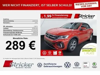 Gebraucht VW T-Roc Cabriolet R-line 150 PS (110 kW) 2025 Kings red metallic schwarz Cabrio