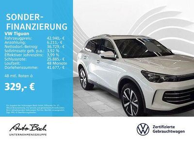 Weiß (oryxweiß perlmutteffekt) Gebraucht 2024 VW Tiguan Elegance SUV | 42.940 € (Teuer)