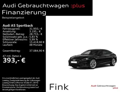 Gebraucht Audi A5 Sportback Advanced Plus 204 PS (150 kW) 2023 Mythosschwarz metallic Kleinwagen