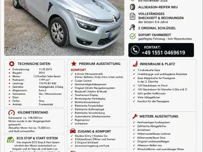 Gebraucht Citroën Grand C4 Picasso Exclusive 130 PS (95 kW) 2015 Grau Van / Kleinbus
