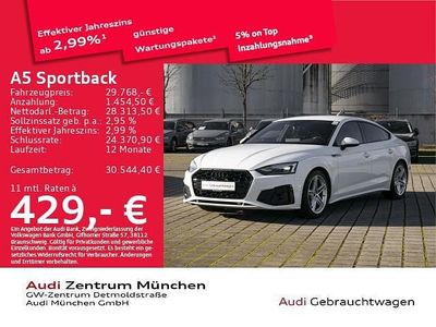 Gebraucht Audi A5 Sportback S-Line 150 PS (110 kW) 2023 Ibisweiß Kleinwagen