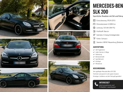 Gebraucht Mercedes SLK200 184 PS (135 kW) 2013 Schwarz Cabrio