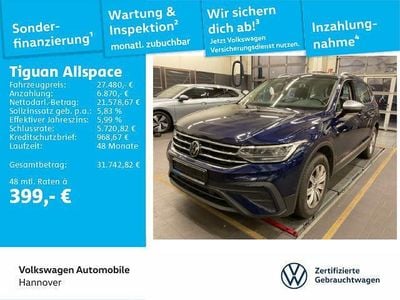 Atlantic blue metallic Gebraucht 2022 VW Tiguan Allspace Life SUV | 27.480 € (Etwas zu teuer)