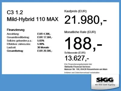 Neu Citroën C3 101 PS (74 kW) 2026 Schwarz SUV