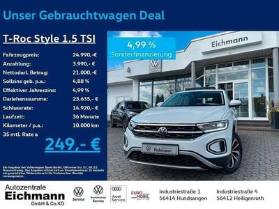 Second-hand VW T-Roc Style 150 CP (110 kW) 2022 Alb SUV