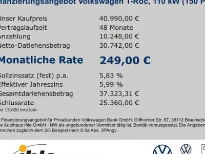 Nuova VW T-Roc Style 150 CV (110 kW) 2026 Grigio SUV
