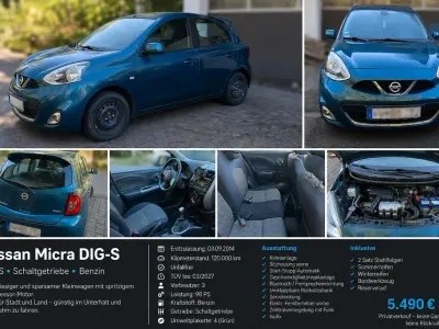 Gebraucht Nissan Micra Acenta 98 PS (72 kW) 2014 Blau Kleinwagen